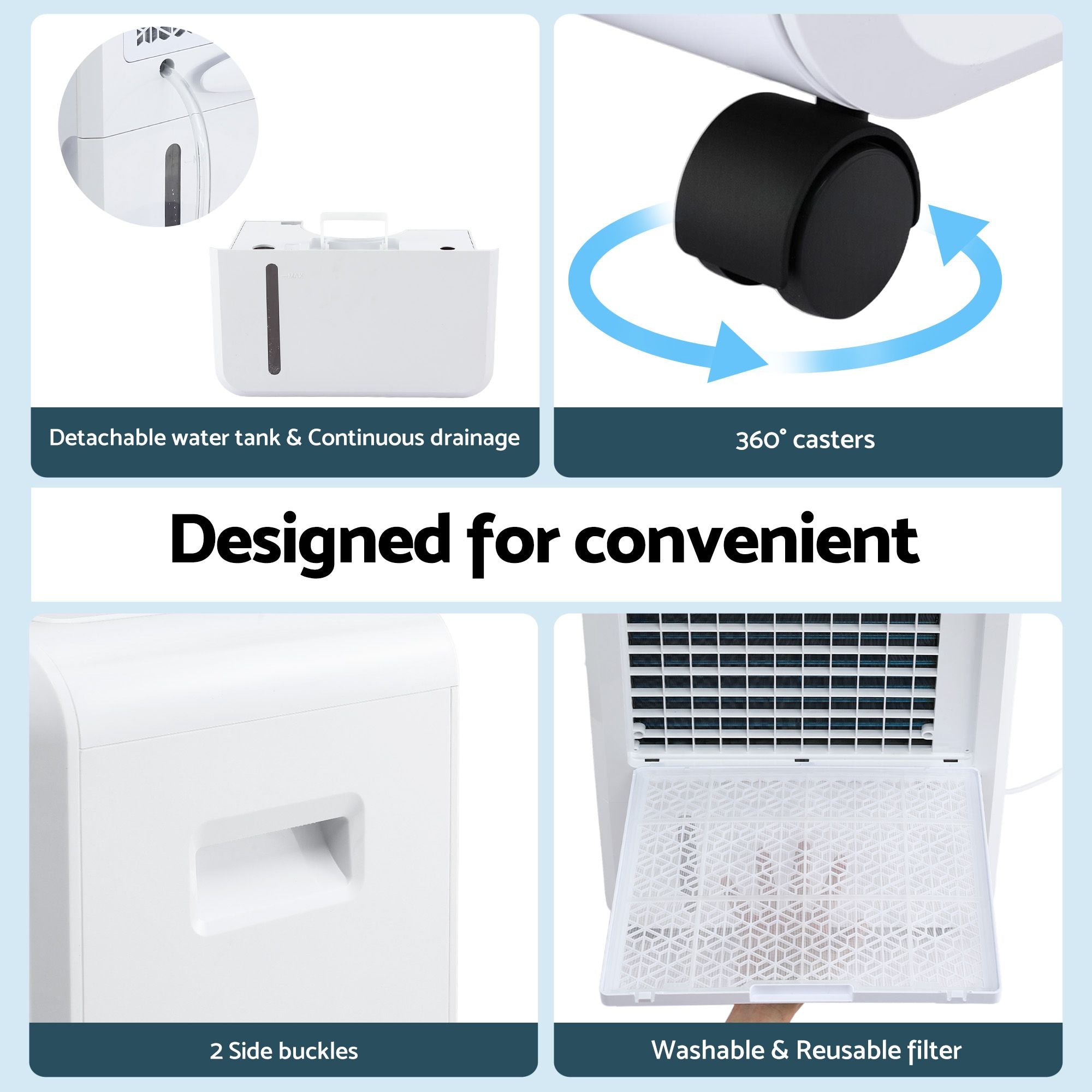 Devanti 70L Dehumidifier Commercial Moisture Absorber Air Dryer 8.5L Water Tank DH-B-70L-WH