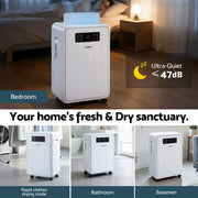Devanti 70L Dehumidifier Commercial Moisture Absorber Air Dryer 8.5L Water Tank DH-B-70L-WH