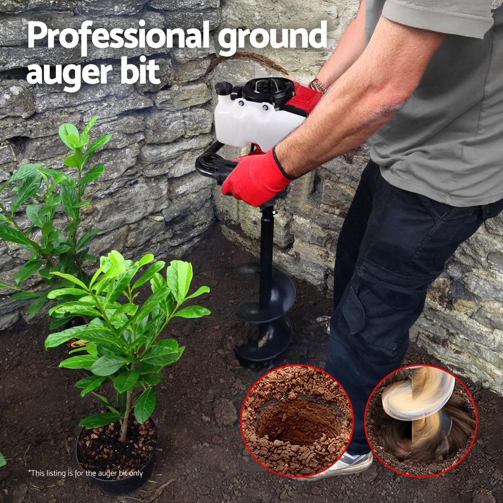Giantz Post Hole Digger Auger Drill Bit Set 100mm 200mm 300mm Carbon Steel Black DI-AUG-BLD-N-KIT