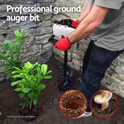 Giantz Post Hole Digger Auger Drill Bit 200mm with 80cm Extension Shaft Black DI-AUG200-N-BLD