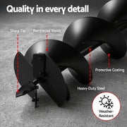 Giantz Post Hole Digger Auger Drill Bit 200mm with 80cm Extension Shaft Black DI-AUG200-N-BLD