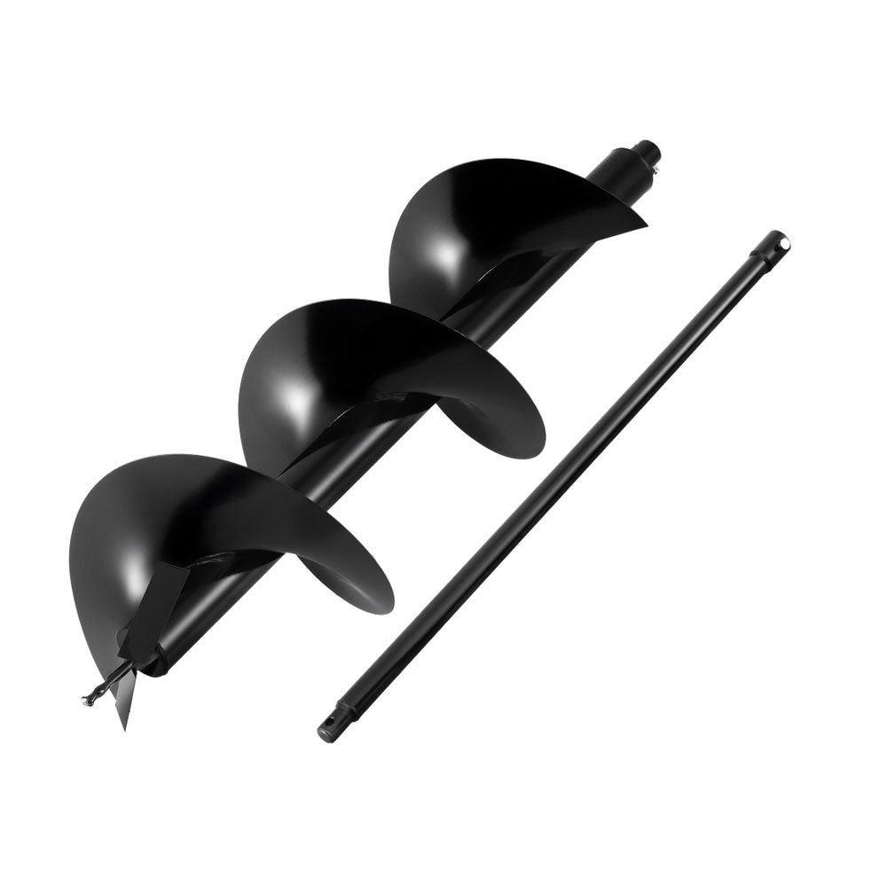 Giantz Post Hole Digger Auger Drill Bit 300mm with 80cm Extension Shaft Black DI-AUG300-N-1M-BLD