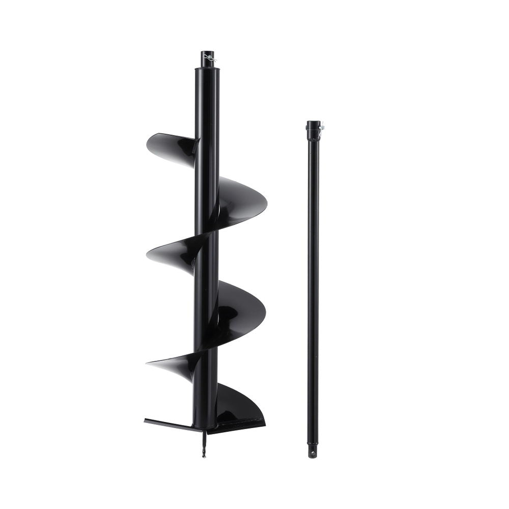 Giantz Post Hole Digger Auger Drill Bit 300mm with 80cm Extension Shaft Black DI-AUG300-N-1M-BLD