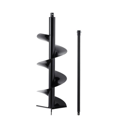 Giantz Post Hole Digger Auger Drill Bit 300mm with 80cm Extension Shaft Black DI-AUG300-N-1M-BLD