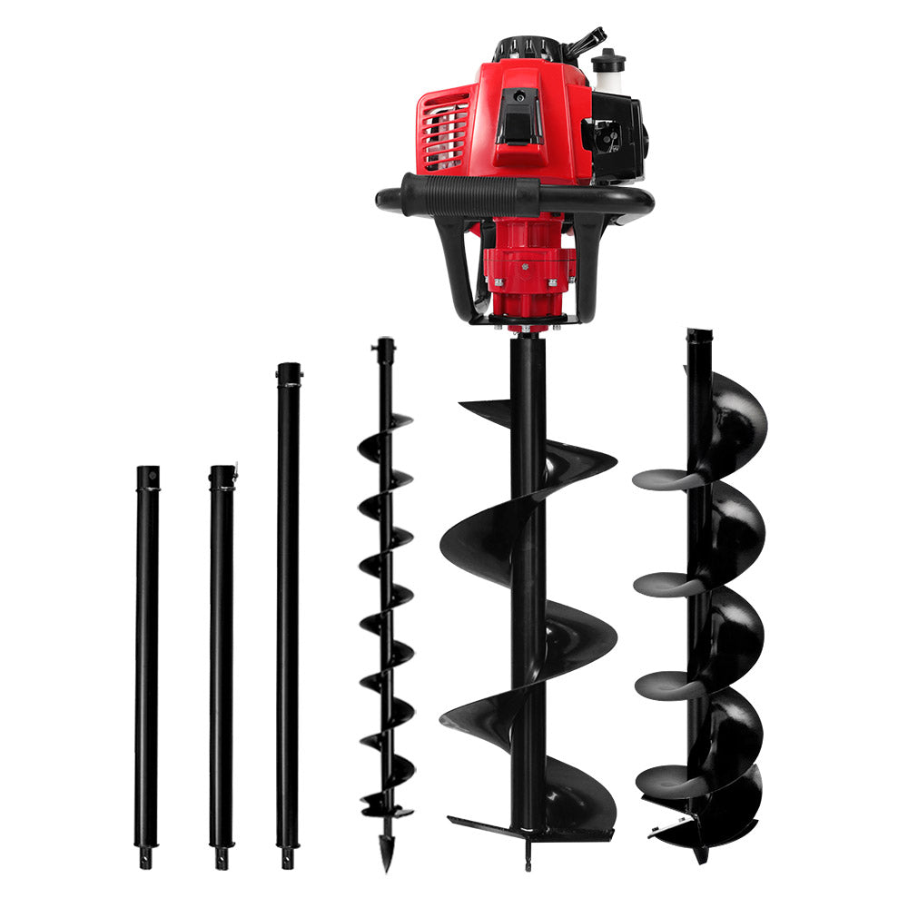 Giantz Post Hole Digger Petrol Motor Drill Extension Auger Bits Kits DI-EE-N-RDBK-KIT