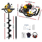 Giantz Post Hole Digger 200mm Petrol Drill Auger Extension Bits DI-EE-N-YE-AUG200
