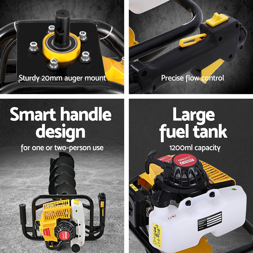 Giantz Post Hole Digger 200mm Petrol Drill Auger Extension Bits DI-EE-N-YE-AUG200