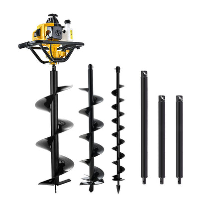 Giantz Post Hole Digger Petrol Motor Drill Extension Auger Bits Kits DI-EE-N-YE-KIT