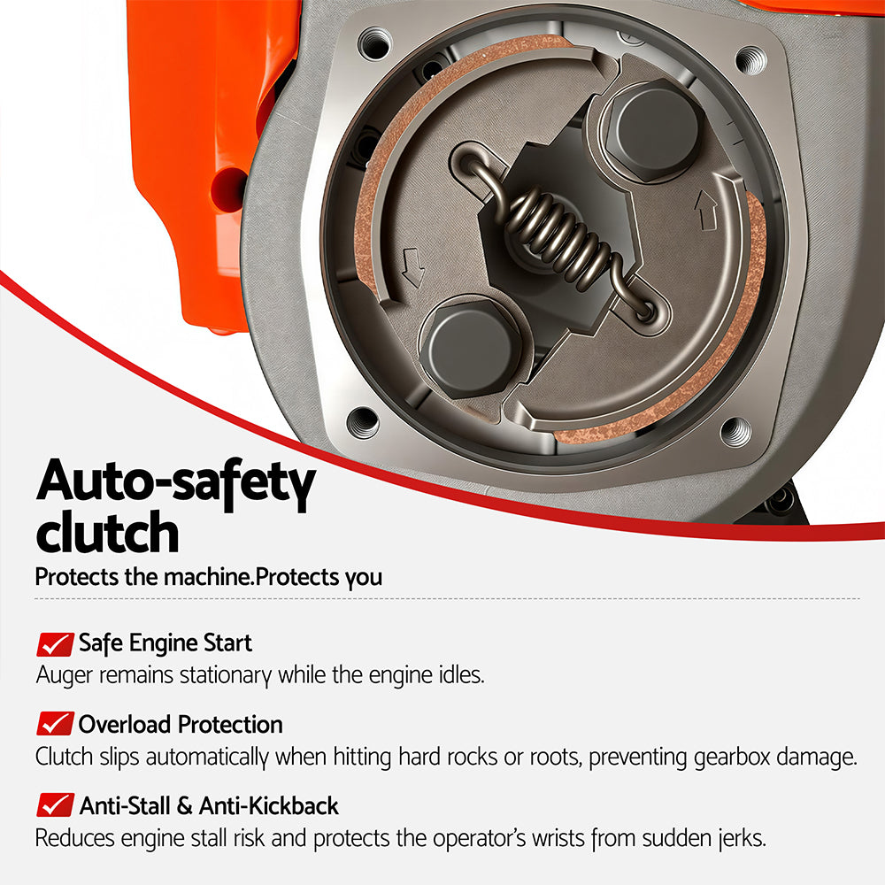 Giantz Post Hole Digger Motor Only Engine Petrol Red DI-EE-OV-N-RDBK