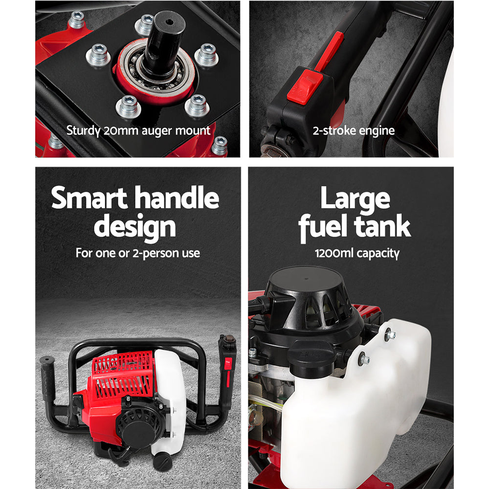 Giantz Post Hole Digger Motor Only Engine Petrol Red DI-EE-OV-N-RDBK