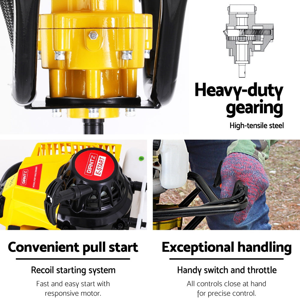 Giantz Post Hole Digger Motor Only Petrol Engine Yellow DI-EE-OV-N-YE