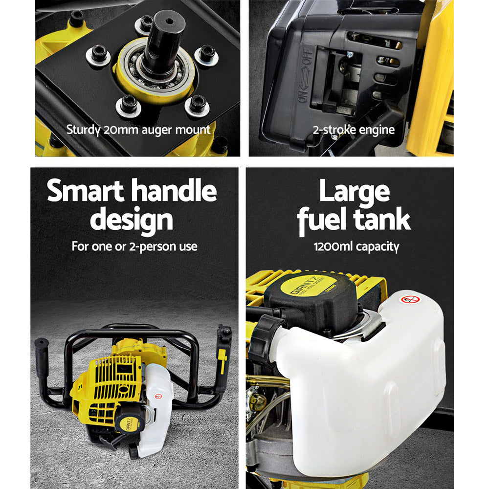 Giantz Post Hole Digger Motor Only Petrol Engine Yellow DI-HJ-YE-ES88