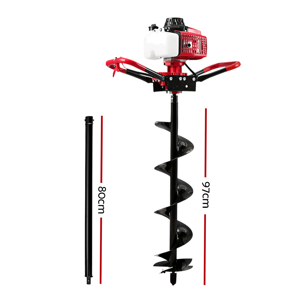 Giantz Post Hole Digger 200mm Petrol Drill Extension Auger Bits DI-SF-N-RDBK-AUG200