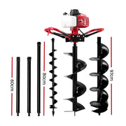 Giantz Post Hole Digger Petrol Motor Drill Extension Auger Bits Kits DI-SF-N-RDBK-KIT