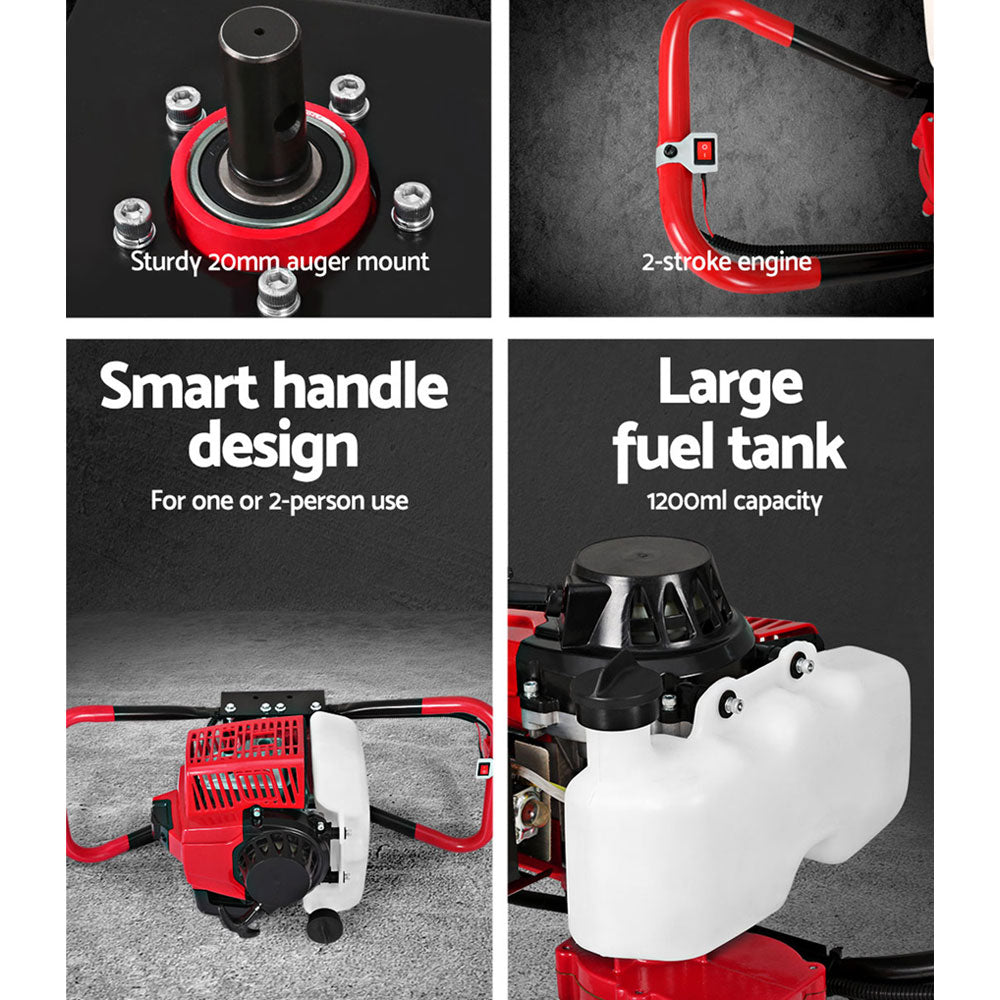 Giantz Petrol Post Hole Digger Motor Only Engine Red DI-SF-OV-N-RDBK