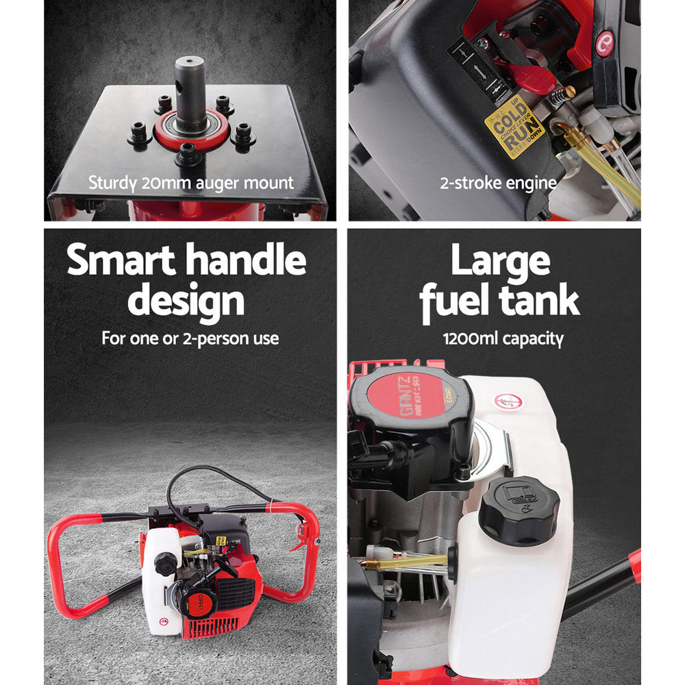 Giantz Post Hole Digger Motor Only Petrol Engine Red DI-SF-RDBK