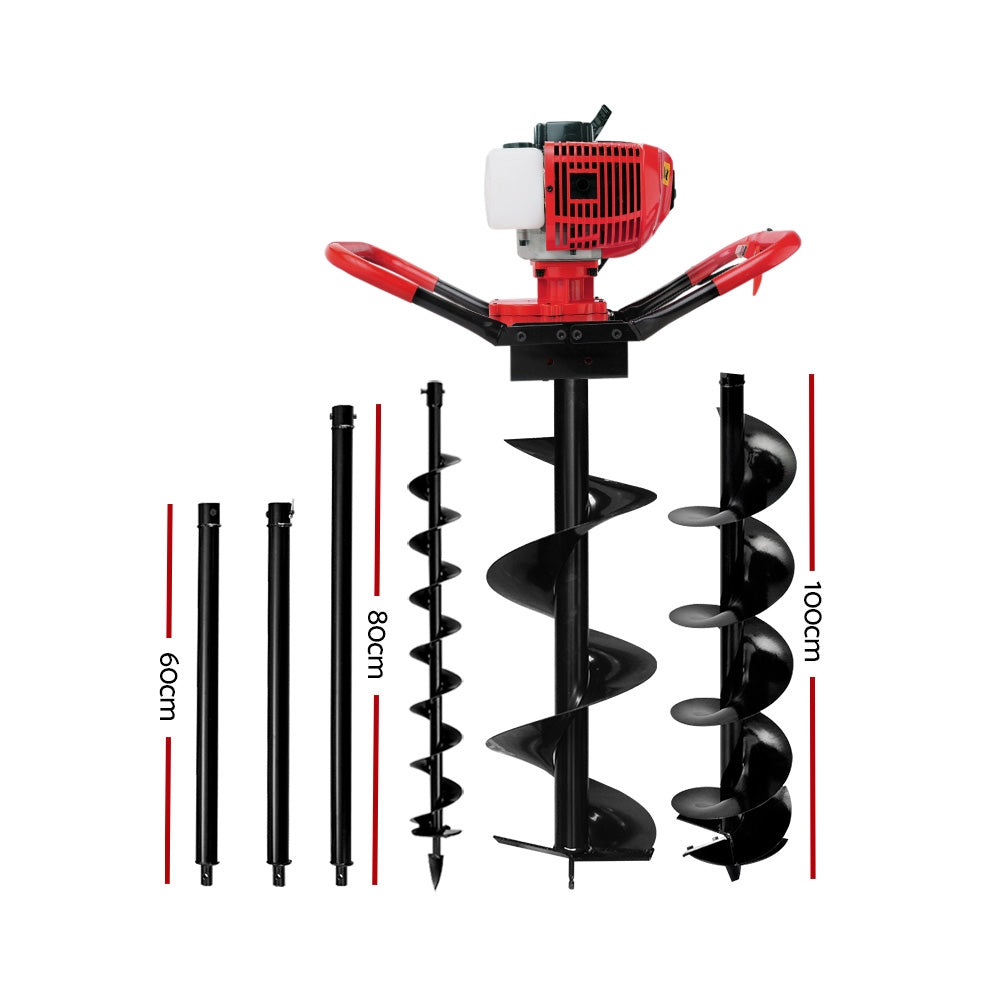 Giantz Petrol Post Hole Digger Extension Auger Bits Kit DI-SF-RDBK-KIT