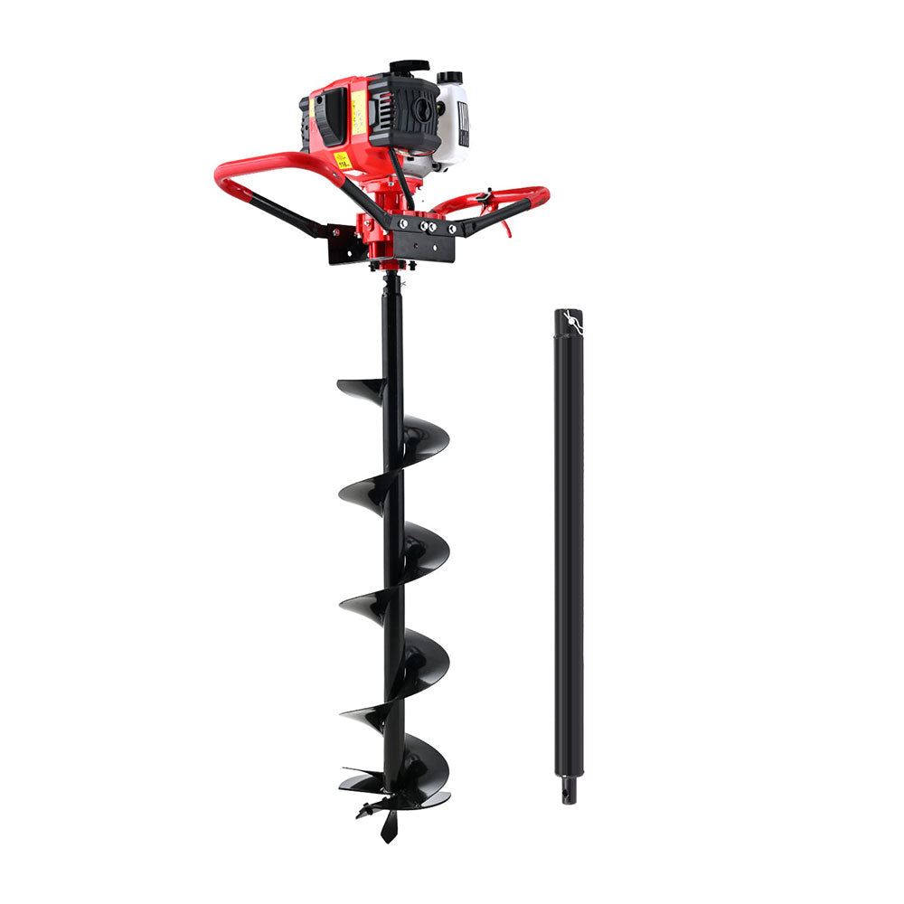 Giantz Post Hole Digger 200mm Petrol Drill Auger Extension Bits DI-ST-N-RDBK-AUG200