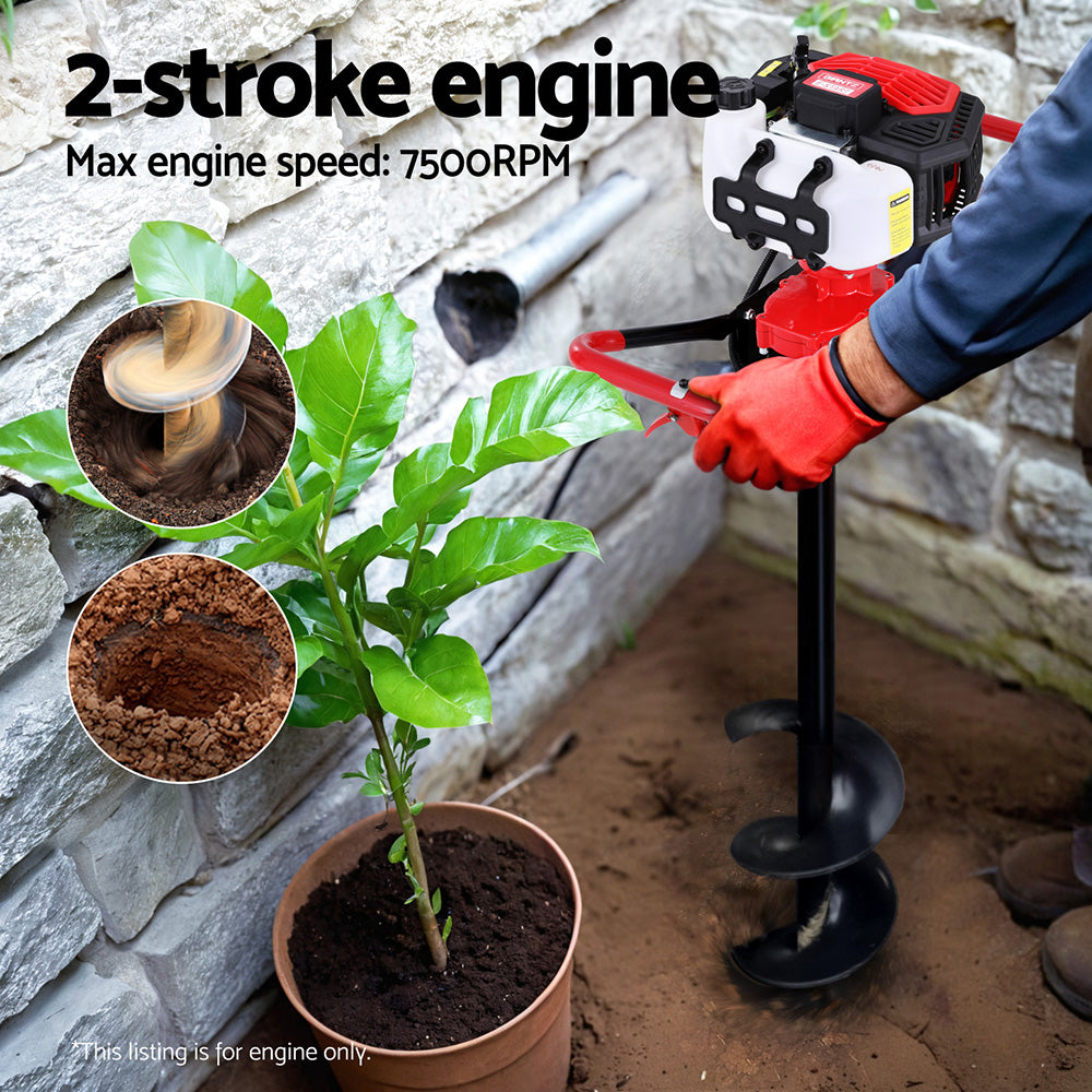 Giantz Post Hole Digger Motor Only Petrol Engine Red DI-ST-OV-N-RDBK