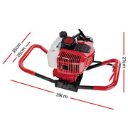 Giantz 66CC Post Hole Digger Motor Only Petrol Engine Red DI-ST-RDBK