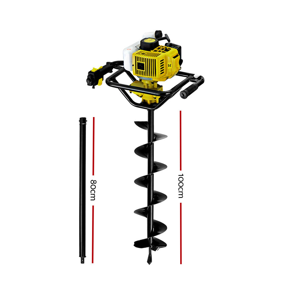Giantz Post Hole Digger 200mm Petrol Drill Auger Extension Bits DI-YE-ES88-AUG200