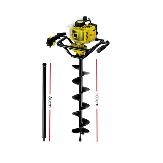 Giantz Post Hole Digger 200mm Petrol Drill Auger Extension Bits DI-YE-ES88-AUG200