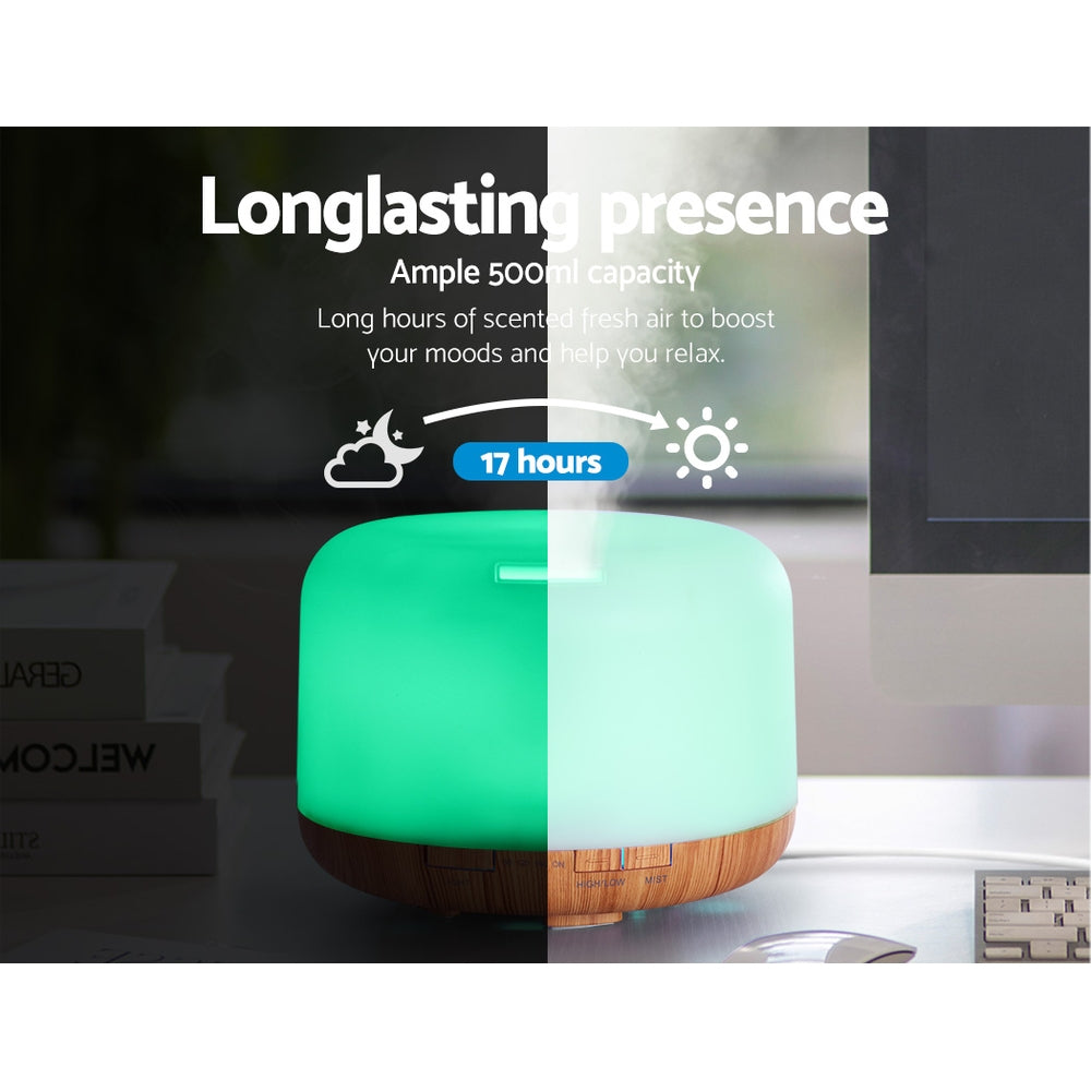 Devanti Aroma Diffuser Aromatherapy Humidifier 500ml DIFF-202LW-LW