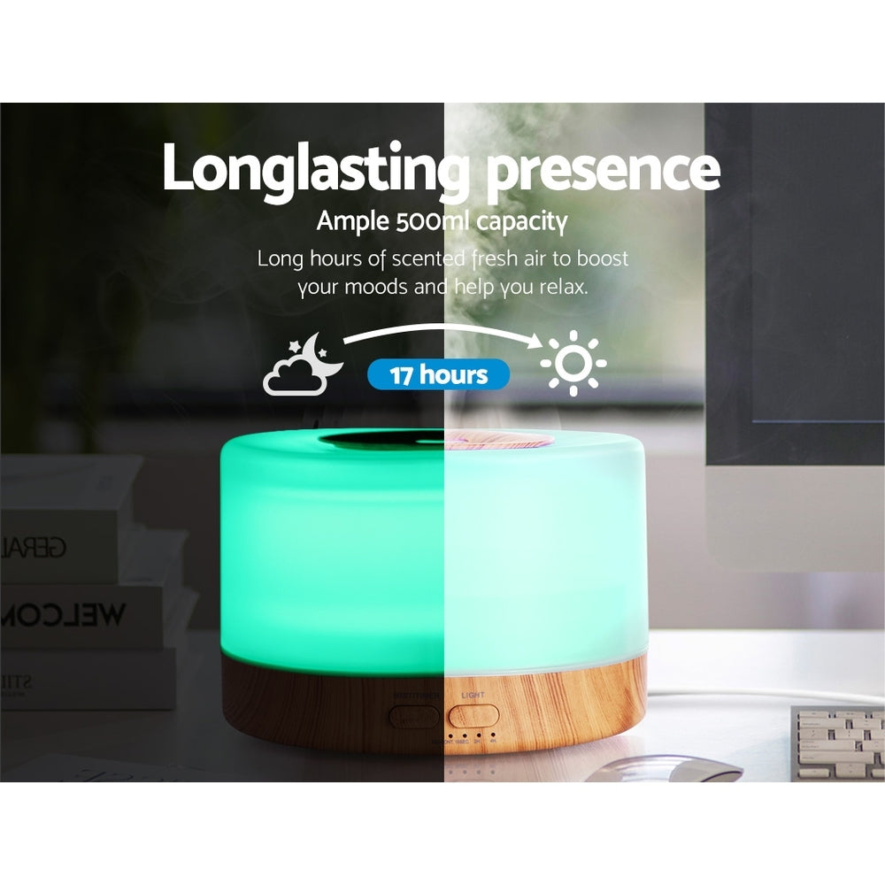 Devanti Aroma Diffuser Aromatherapy Light Wood 500ml DIFF-50A-LW