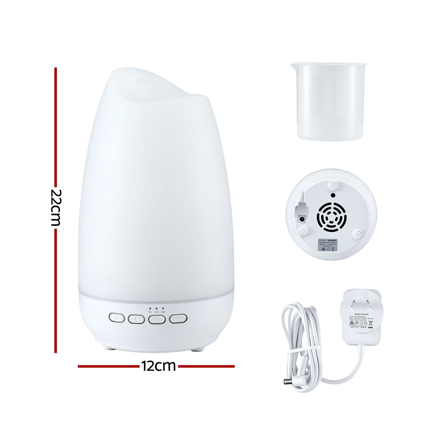 Devanti Ultrasonic Essential Oil Aroma Diffuser Aromatherapy Cool Mist Humidifier w/ LED Light 300ml DIFF-AD926-WH