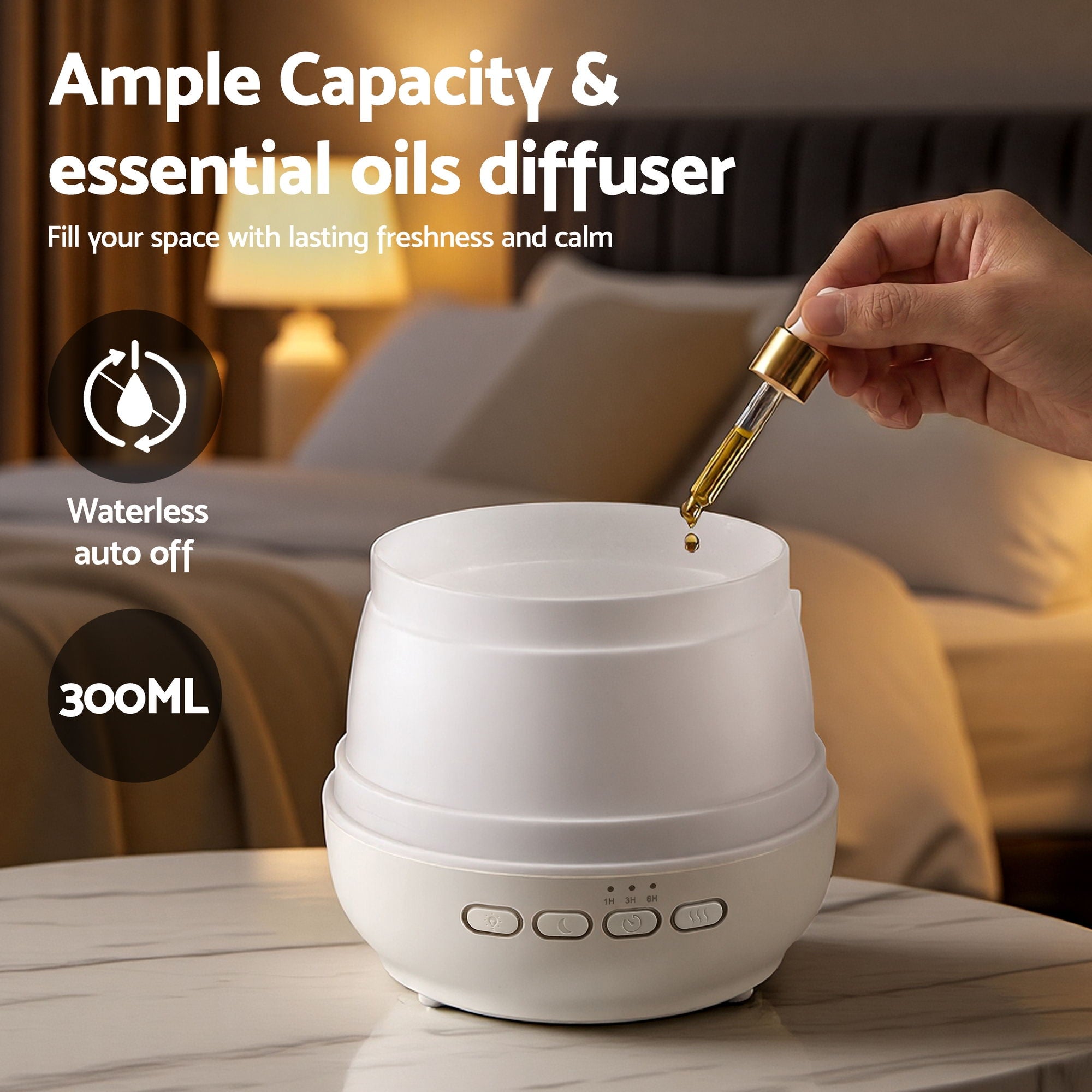 Devanti Ultrasonic Essential Oil Aroma Diffuser Aromatherapy Cool Mist Humidifier w/ LED Light 300ml DIFF-AD926-WH