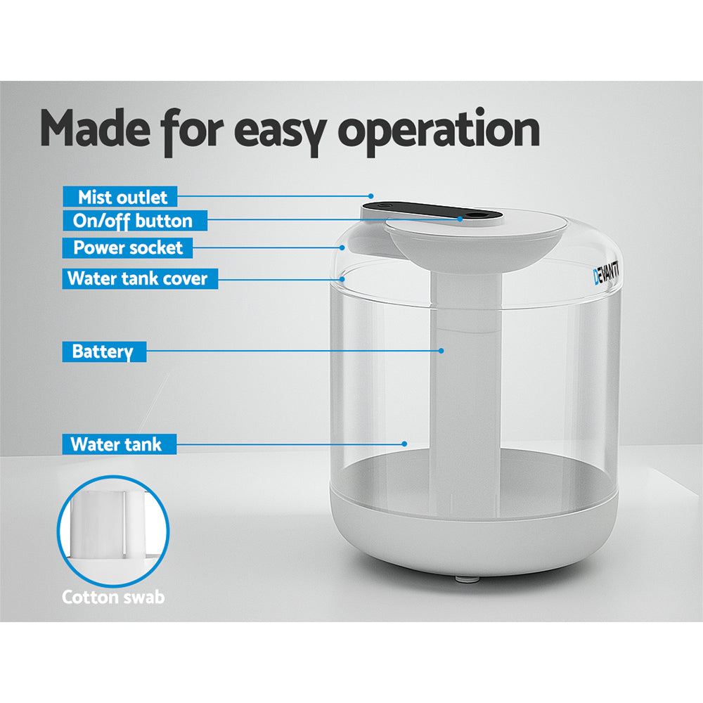 Devanti Aroma Diffuser Aromatherapy Humidifier 1L DIFF-BF143-WH