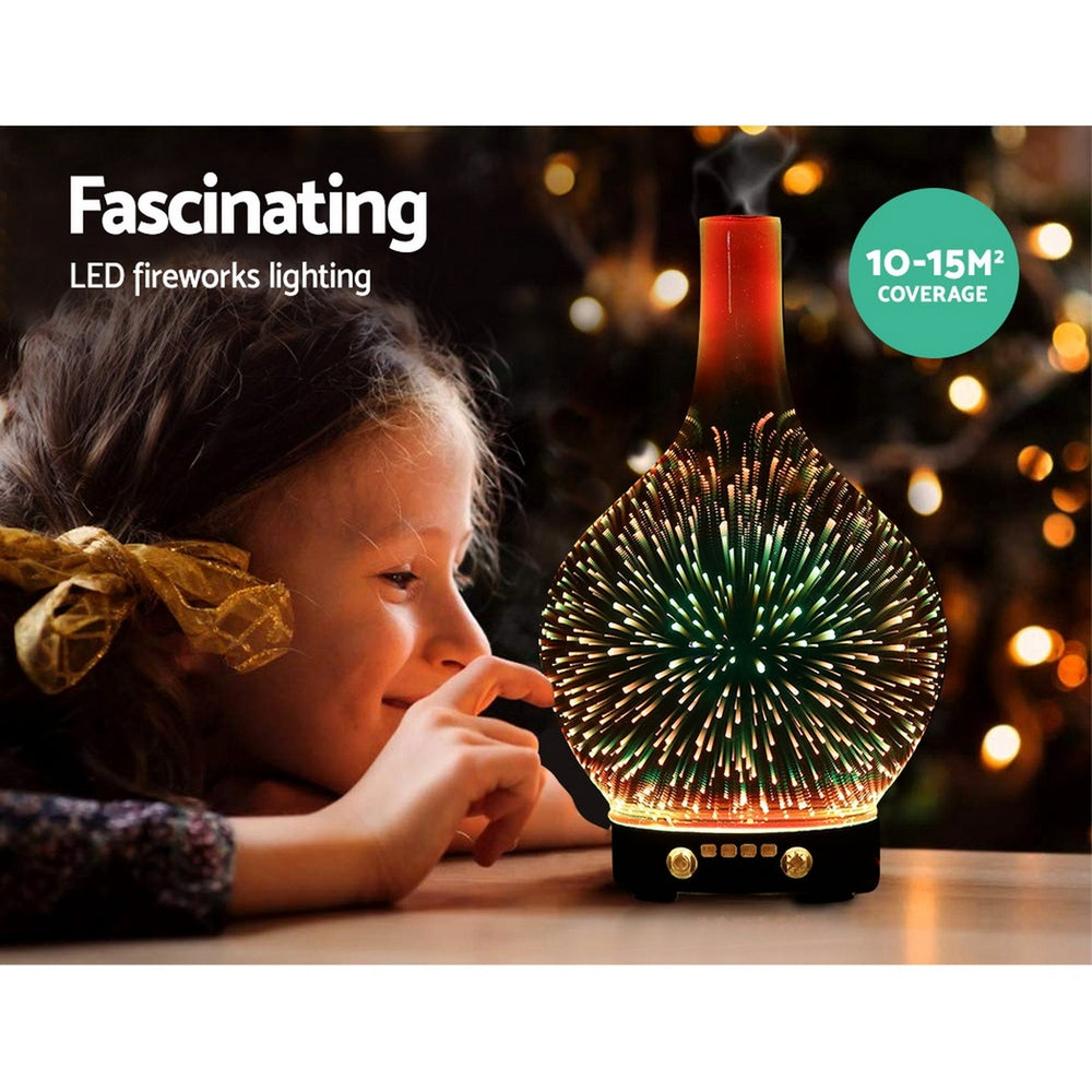Devanti Aroma Diffuser Aromatherapy 3D Glass 100ml DIFF-G3-DW