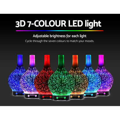 Devanti Aroma Diffuser Aromatherapy 3D Glass 100ml DIFF-G3-DW