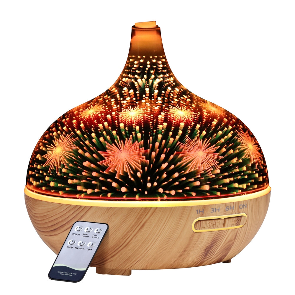 Devanti Aroma Diffuser Aromatherapy 3D Glass 400ml DIFF-G5-LW