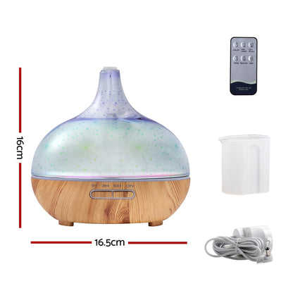 Devanti Aroma Diffuser Aromatherapy 3D Glass 400ml DIFF-G5-LW