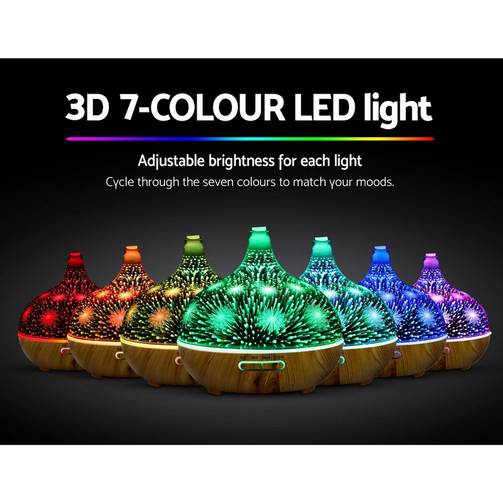 Devanti Aroma Diffuser Aromatherapy 3D Glass 400ml DIFF-G5-LW