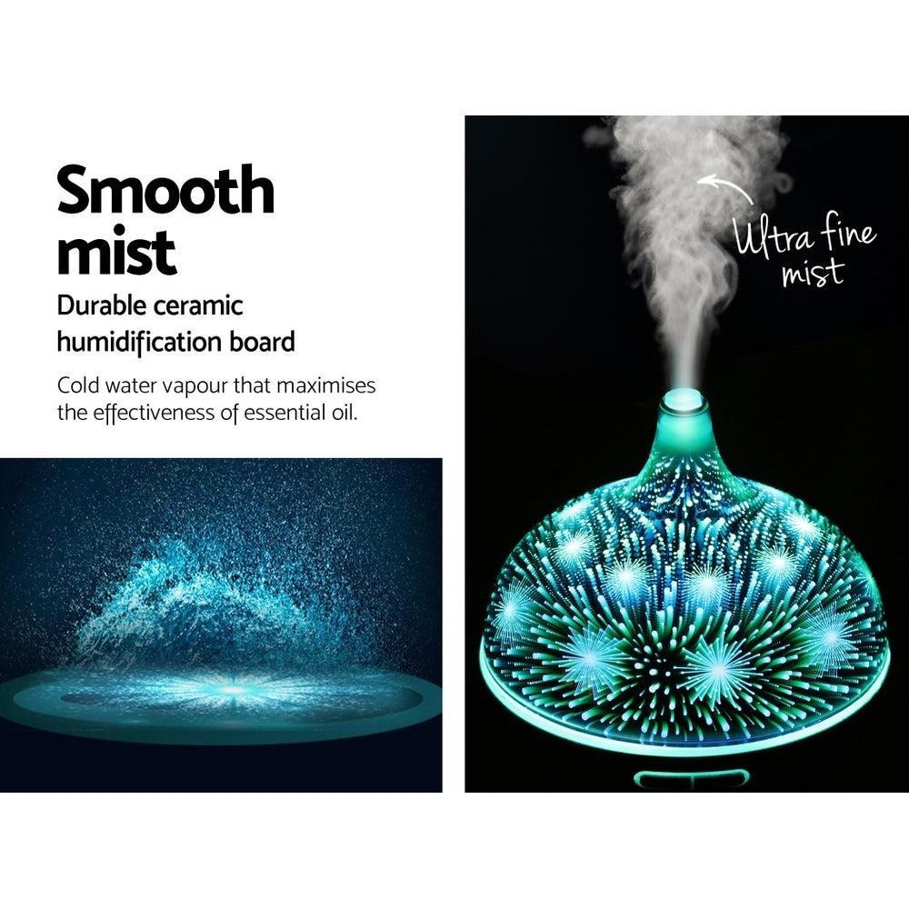 Devanti Aroma Diffuser Aromatherapy 3D Glass 400ml DIFF-G5-LW