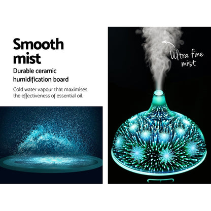 Devanti Aroma Diffuser Aromatherapy 3D Glass 400ml DIFF-G5-LW
