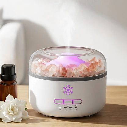 Devanti 150ml Salt Lamp Aroma Diffuser Ultrasonic Humidifier Purifier 7 LED Colors DIFF-SALT02-WH