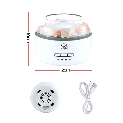 Devanti 150ml Salt Lamp Aroma Diffuser Ultrasonic Humidifier Purifier 7 LED Colors DIFF-SALT02-WH