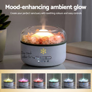 Devanti 150ml Salt Lamp Aroma Diffuser Ultrasonic Humidifier Purifier 7 LED Colors DIFF-SALT02-WH