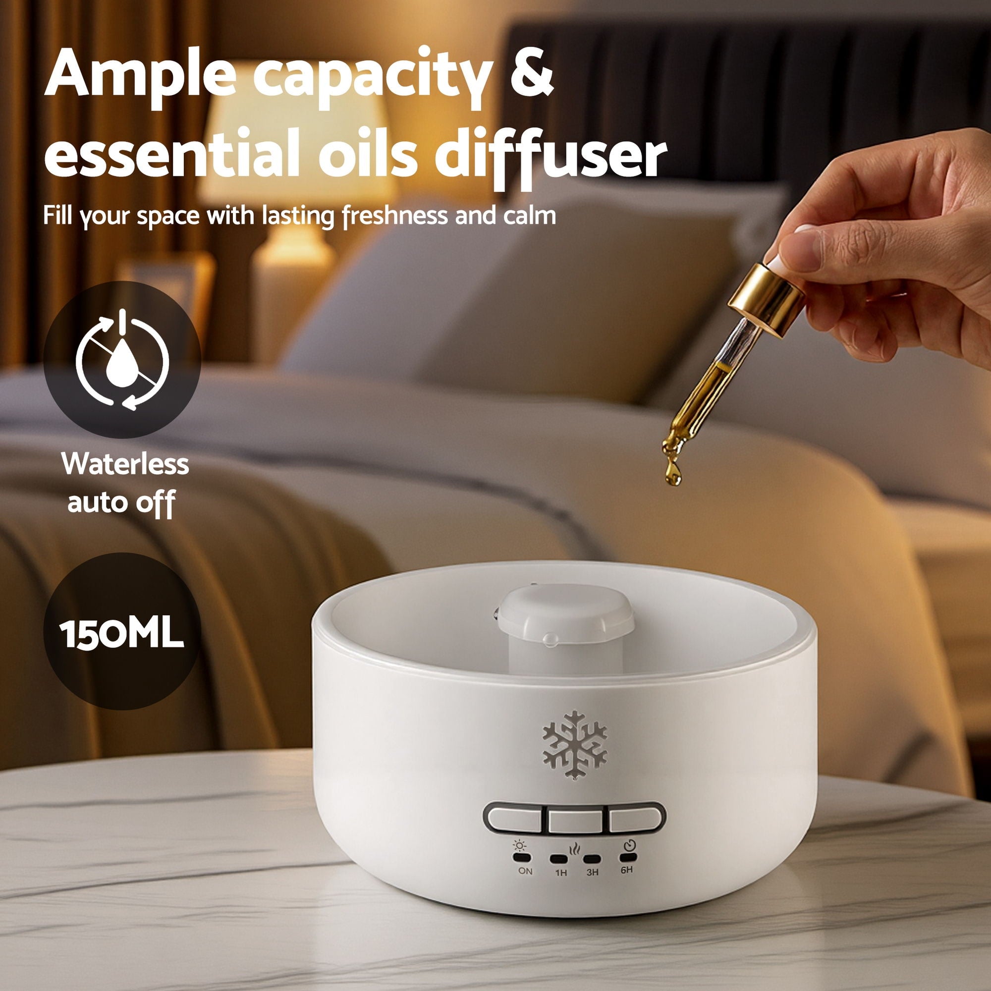 Devanti 150ml Salt Lamp Aroma Diffuser Ultrasonic Humidifier Purifier 7 LED Colors DIFF-SALT02-WH