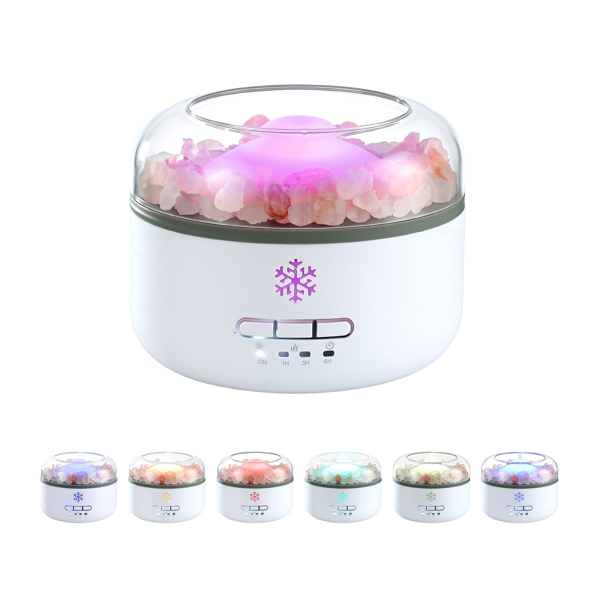 Devanti 150ml Salt Lamp Aroma Diffuser Ultrasonic Humidifier Purifier 7 LED Colors DIFF-SALT02-WH