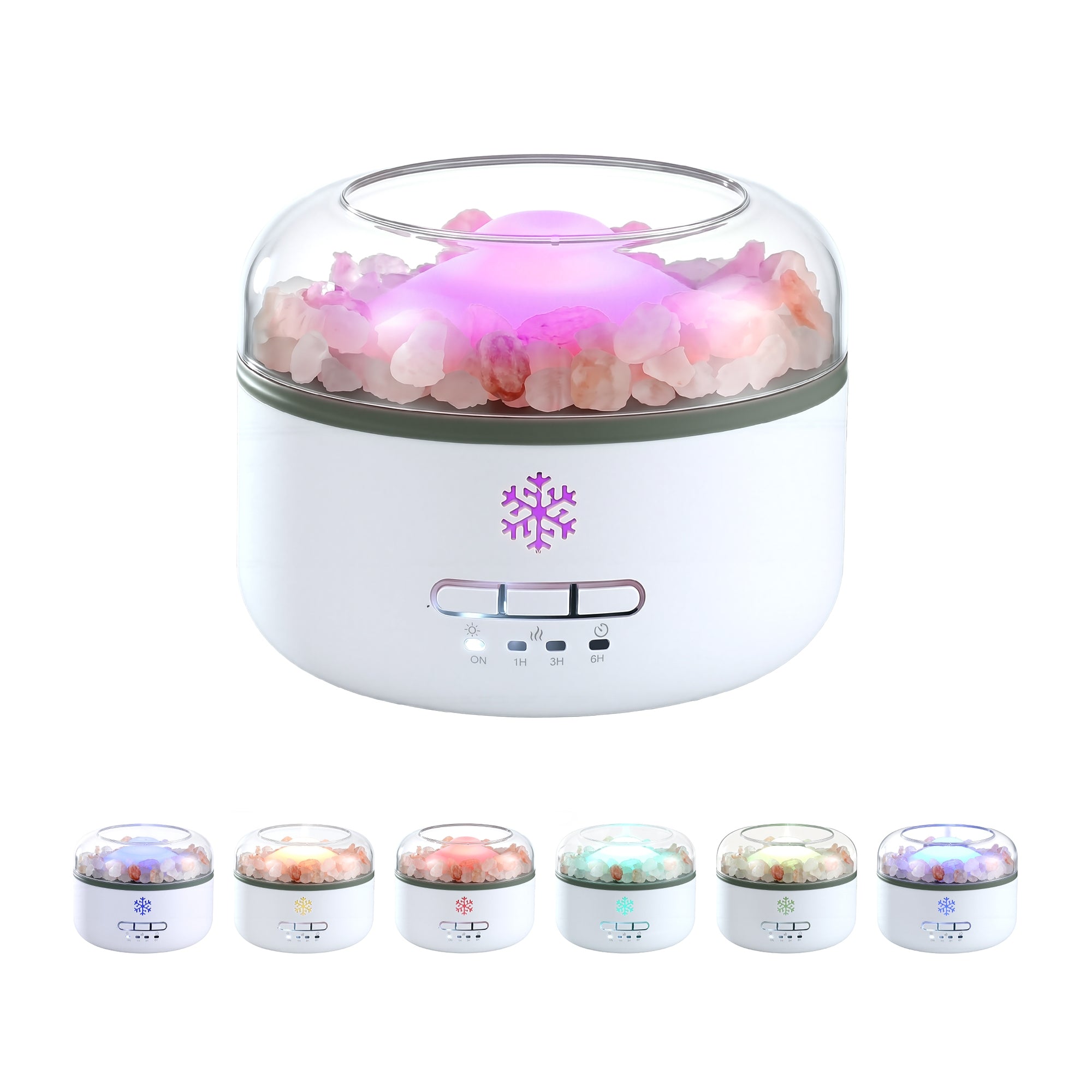 Devanti 150ml Salt Lamp Aroma Diffuser Ultrasonic Humidifier Purifier 7 LED Colors DIFF-SALT02-WH