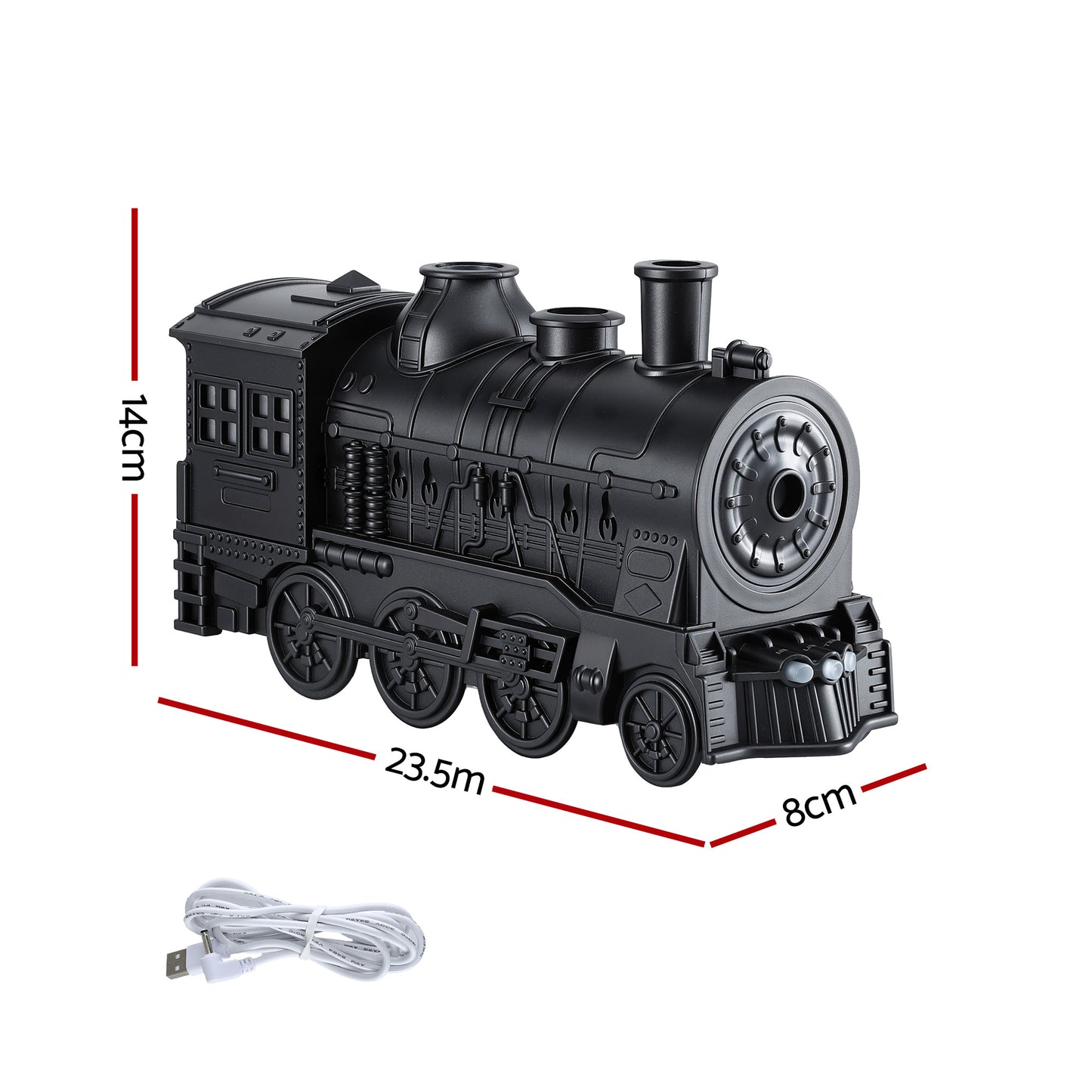 Devanti Train Aroma Diffuser Essential Oil Humidifier 300ml Smoke Ring LED Timer DIFF-TRAIN-BK