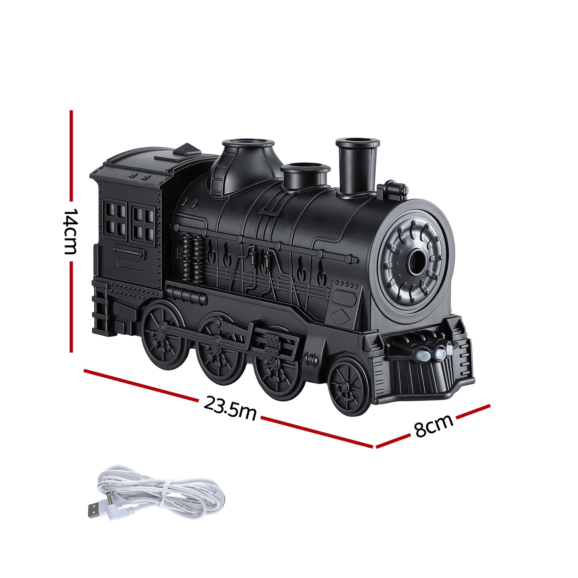 Devanti Train Aroma Diffuser Essential Oil Humidifier 300ml Smoke Ring LED Timer DIFF-TRAIN-BK