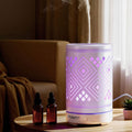Devanti Ultrasonic Aroma Diffuser Aromatherapy 100ml LED Lights Iron Humidifier Forest DIFF-TY162-WH