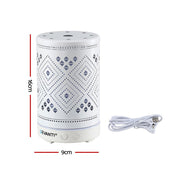 Devanti Ultrasonic Aroma Diffuser Aromatherapy 100ml LED Lights Iron Humidifier Forest DIFF-TY162-WH