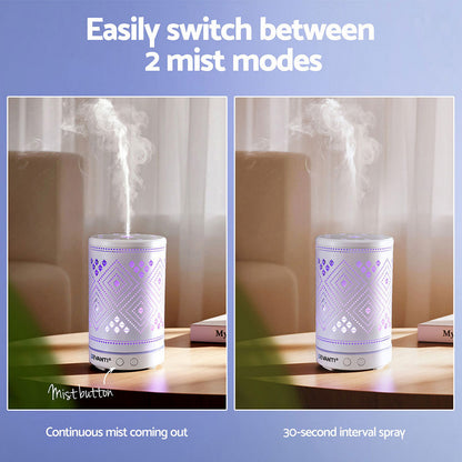 Devanti Ultrasonic Aroma Diffuser Aromatherapy 100ml LED Lights Iron Humidifier Forest DIFF-TY162-WH