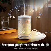 Devanti Ultrasonic Aroma Diffuser Aromatherapy 100ml LED Lights Iron Humidifier Forest DIFF-TY162-WH